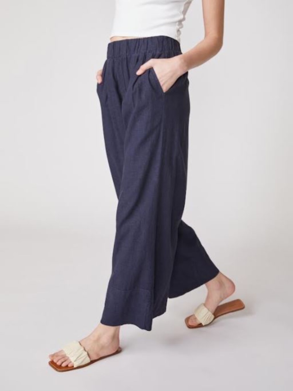 Stateside Linen Wide Leg Pull On Pants Small